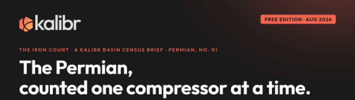 The Iron Count sheet masthead: Kalibr Partners, The Iron Count, a Kalibr Basin Census Brief, Permian, No. 01.